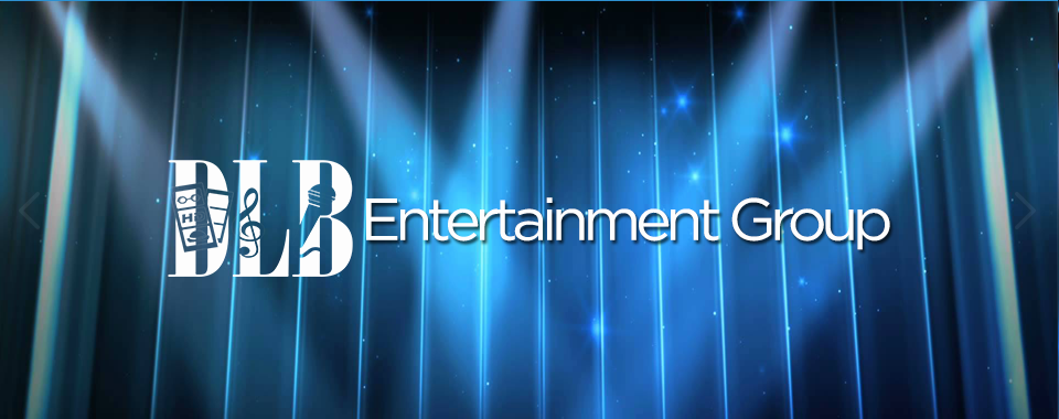 DLB Entertainment Group promotional graphic with stage lights